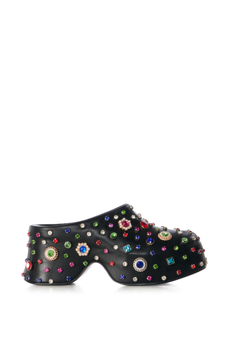 Side View Azalea Wang Thurlow Black Embellished Clog 1