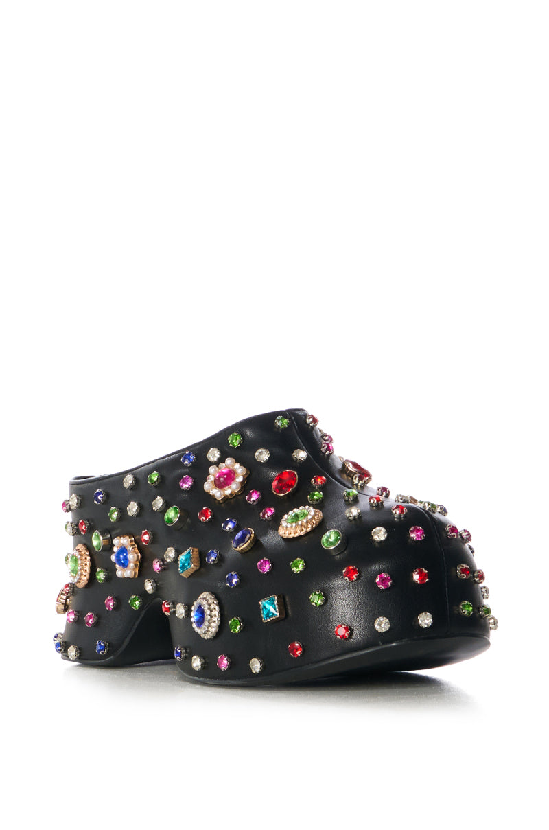 Back View Azalea Wang Thurlow Black Embellished Clog 2
