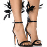 Front View Azalea Wang Tickle Your Fancy Feather Sandal In Black