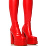 Front View Azalea Wang To The Max Chunky Stretch Boot With 4 Way Stretch In Red