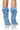 Front View Azalea Wang To The Moon Embellished Wedge Bootie In Denim