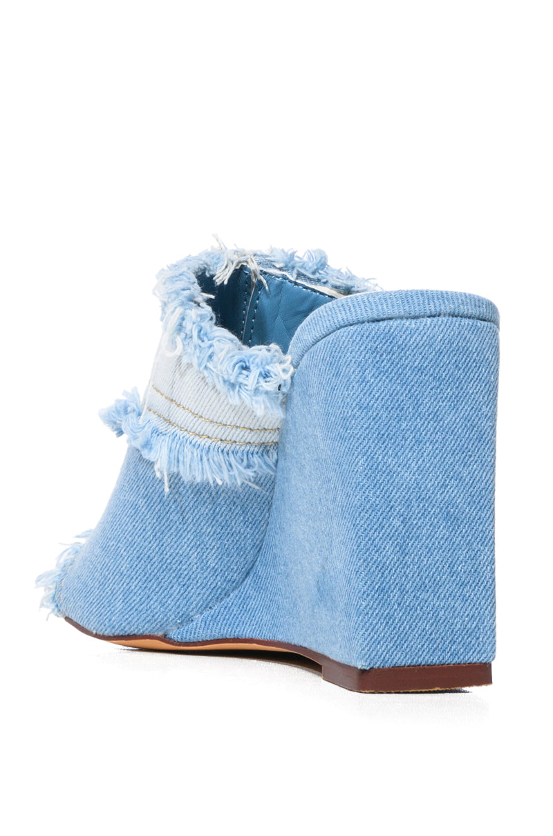 Detail View Azalea Wang Tobias Wedge Mule In Denim 3