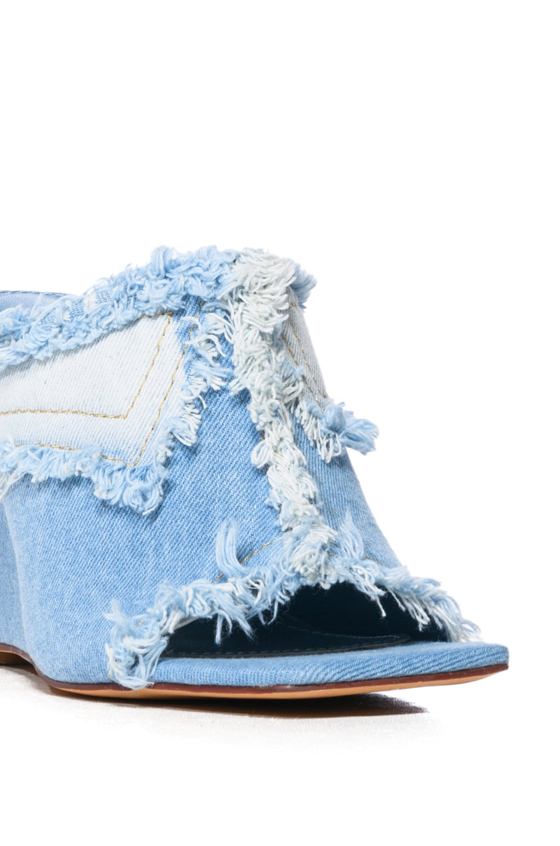 Full View Azalea Wang Tobias Wedge Mule In Denim 4
