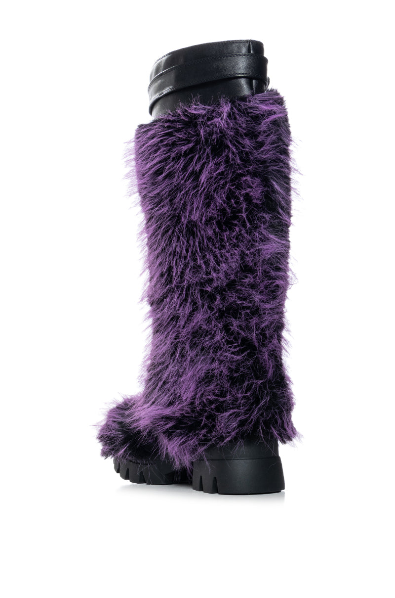 Detail View Azalea Wang Tommie Purple Furry Boot