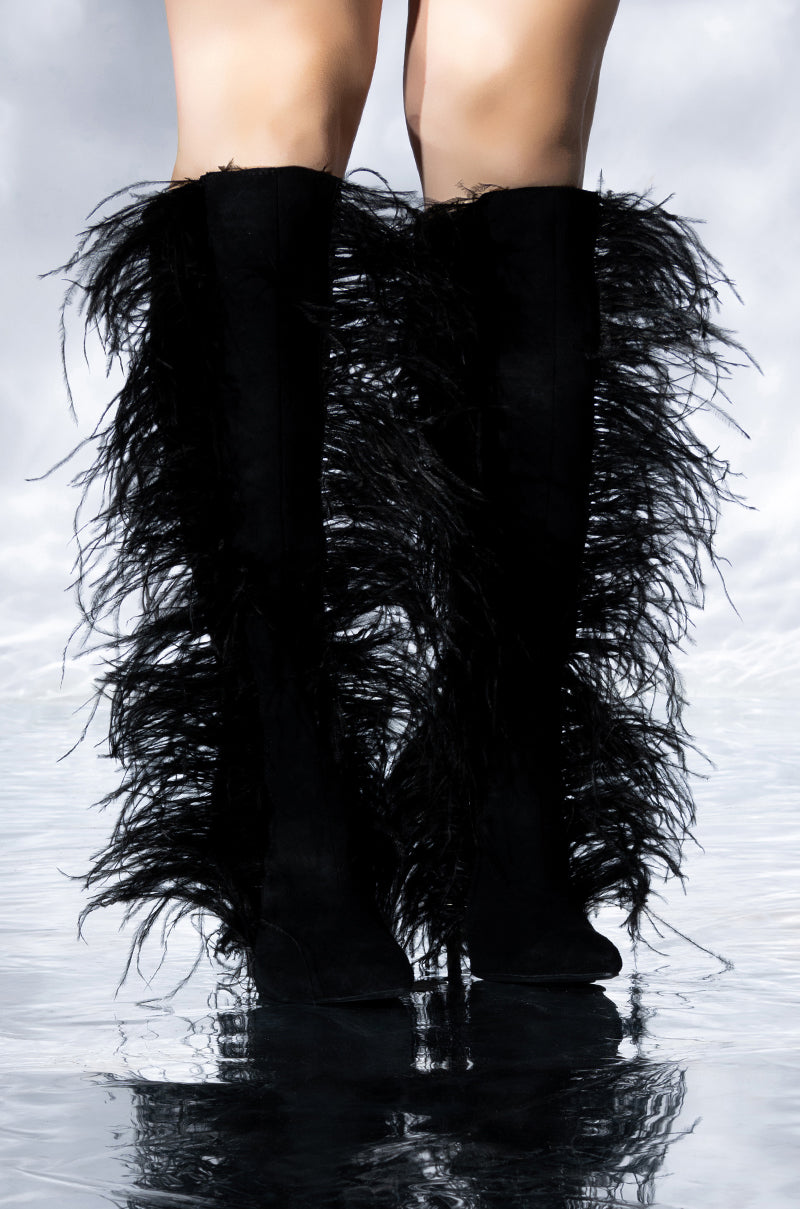 AZALEA WANG TORNADO FEATHER KNEE HIGH BOOT view 0