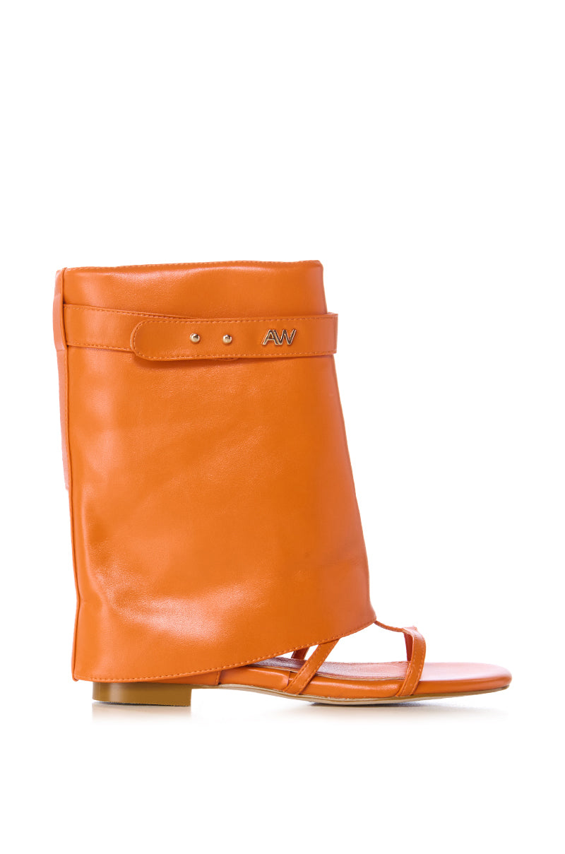 Side View Azalea Wang Torre Orange Gladiator Sandal