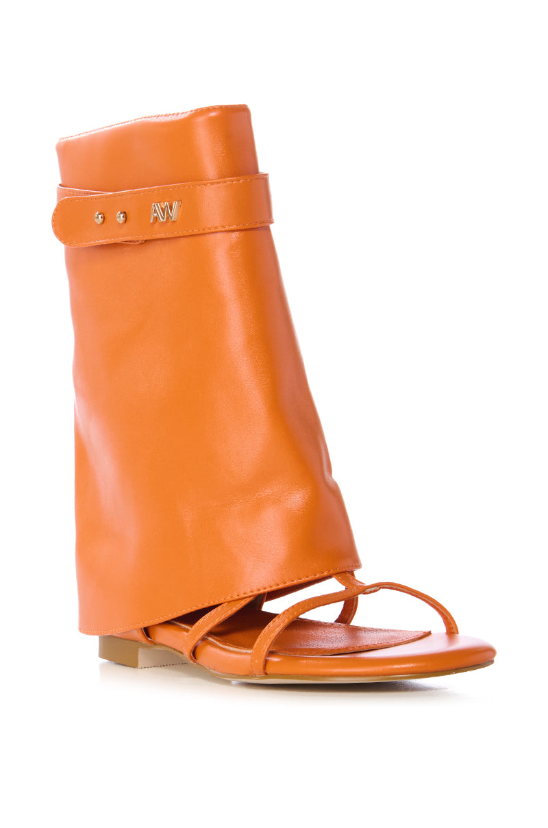 Back View Azalea Wang Torre Orange Gladiator Sandal