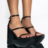 Front View Azalea Wang Touch The Sky Wedge Sandal In Black