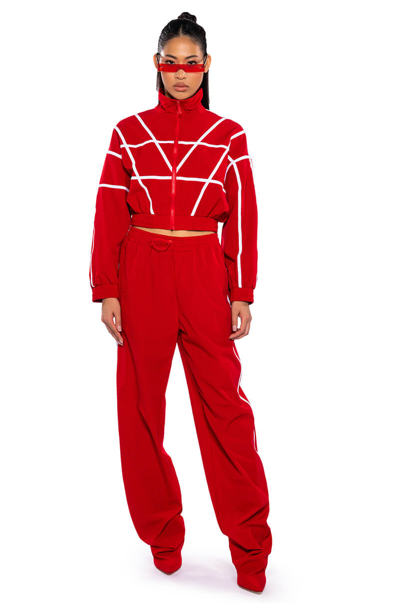 Extra View Azalea Wang Track Pant Boot In Red 8