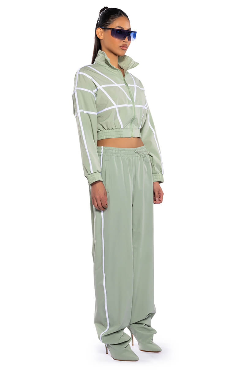 Extra View Azalea Wang Track Pant Boot In Sage Green