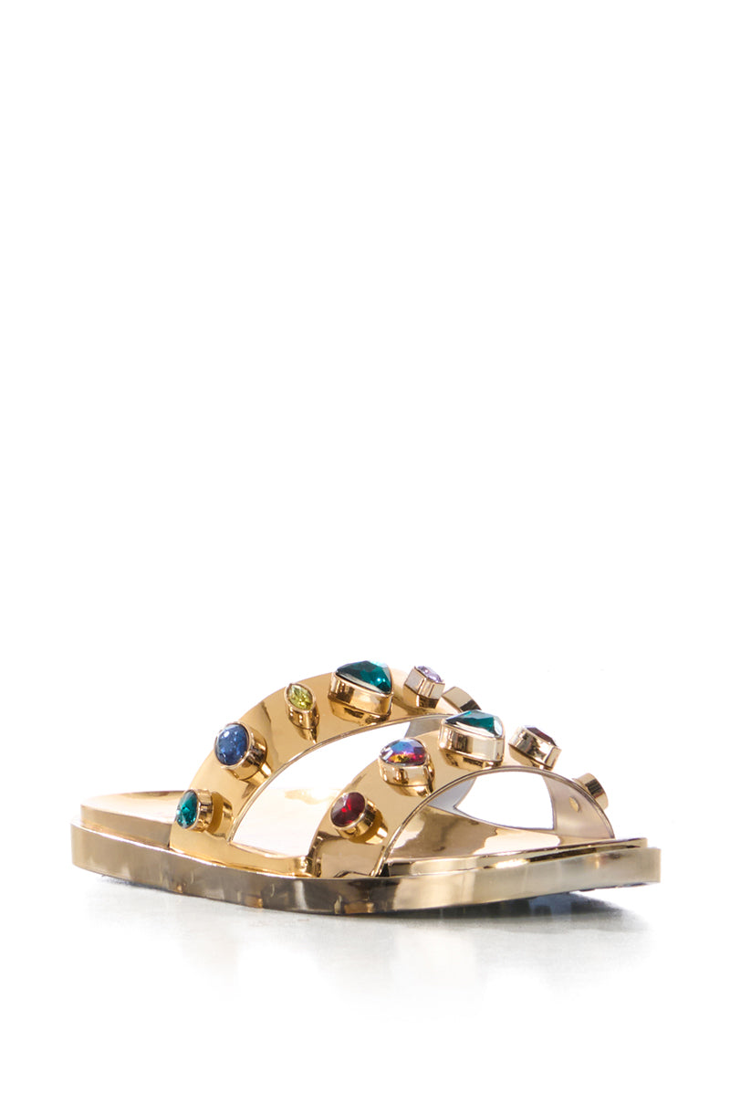 Detail View Azalea Wang Treasure Hunt Gem Sandal In Gold