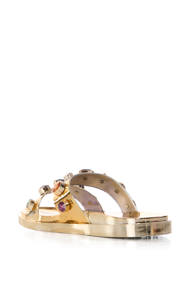 Full View Azalea Wang Treasure Hunt Gem Sandal In Gold