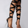 Front View Azalea Wang Treat Yourself Stiletto Sandal In Black in Black