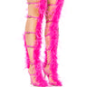 Front View Azalea Wang Trinity Fuchsia Strappy Feather Sandal