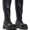 Front View Azalea Wang Tuffin Black Floral Embossed Boot