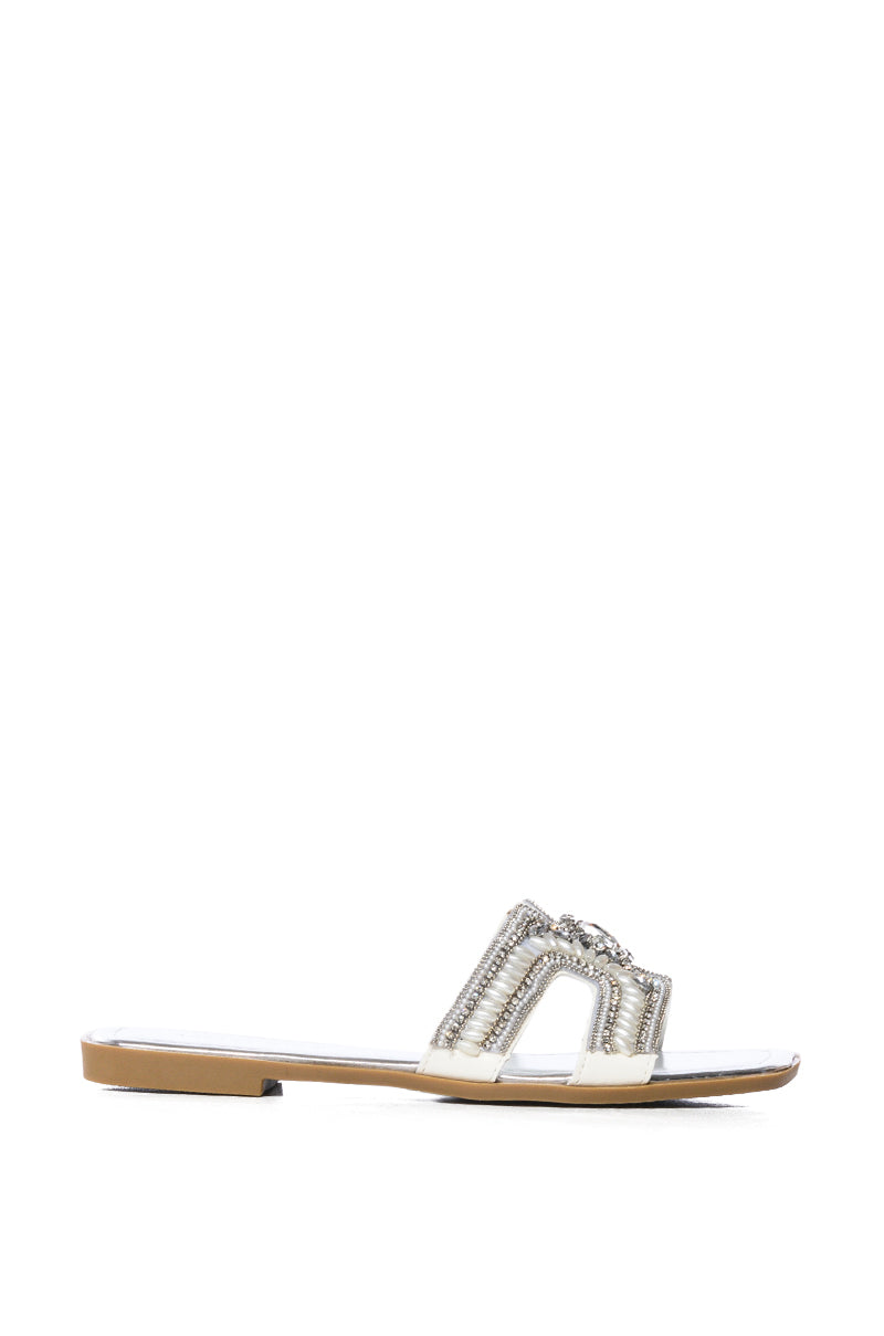 Back View Azalea Wang Tulum Embellished Flat Sandal In Silver