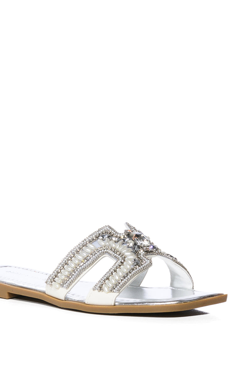Extra View Azalea Wang Tulum Embellished Flat Sandal In Silver