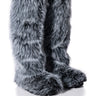 Front View Azalea Wang Tundra Furry Over The Knee Boots In Gray