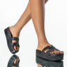 Front View Azalea Wang Turn It Up Flatform Sandal In Black