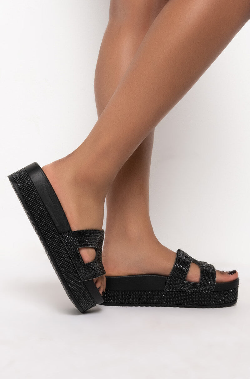Side View Azalea Wang Turn It Up Flatform Sandal In Black 1