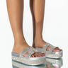 Front View Azalea Wang Turn It Up Flatform Sandal In Silver