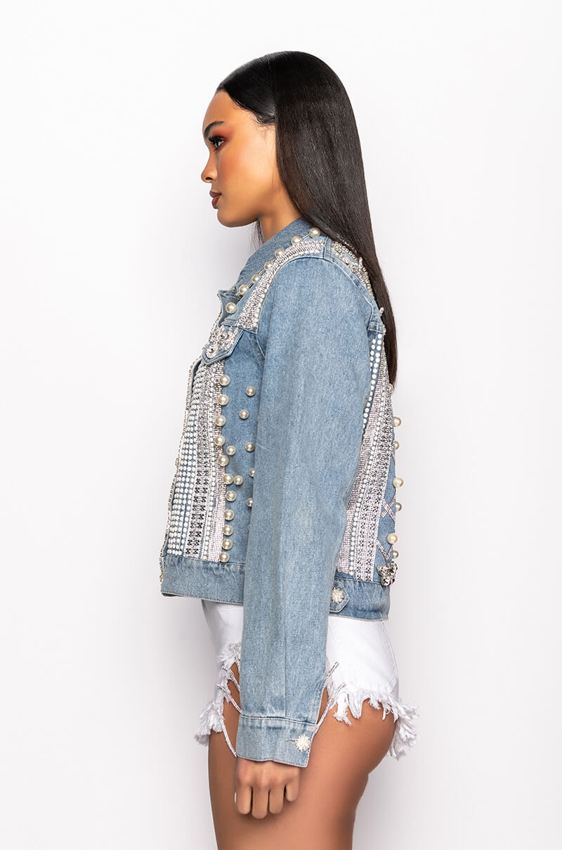 Extra View Azalea Wang Ultra Bedazzle Rhinestone Denim Jacket 13
