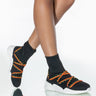 Front View Azalea Wang Up In Flames Flatform Sneaker In Black Multi