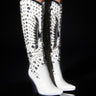 Front View Azalea Wang Upbeat Rhinestone Embellished Western Boot In White