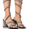 Front View Azalea Wang Ursula Embellished Coil Wrap Chunky Sandal In Silver