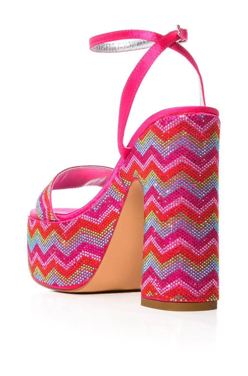 Detail View Azalea Wang Vanna Embellished Chunky Platform Sandal In Pink