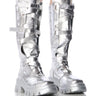 Front View Azalea Wang Vaughn Silver Tie Up Boot