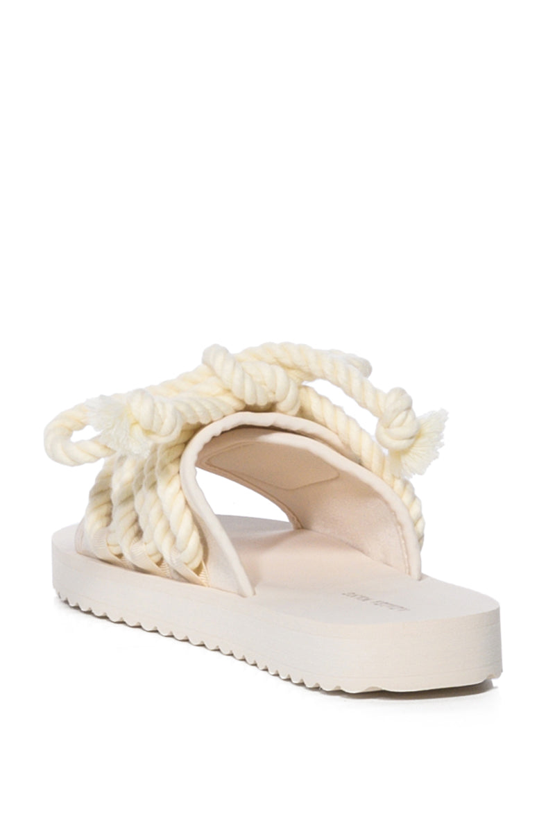Detail View Azalea Wang Vicki Rope Decor Flat Sandal In Bone