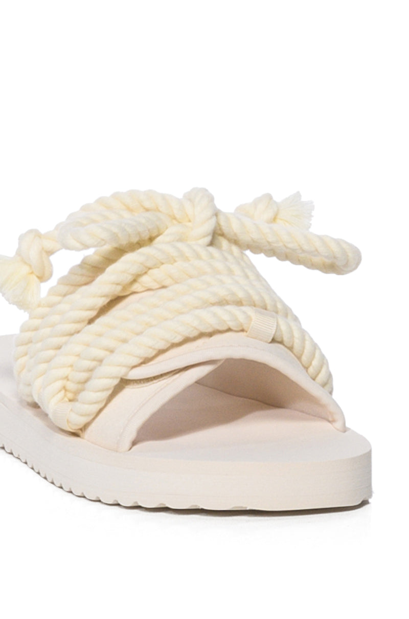 Full View Azalea Wang Vicki Rope Decor Flat Sandal In Bone