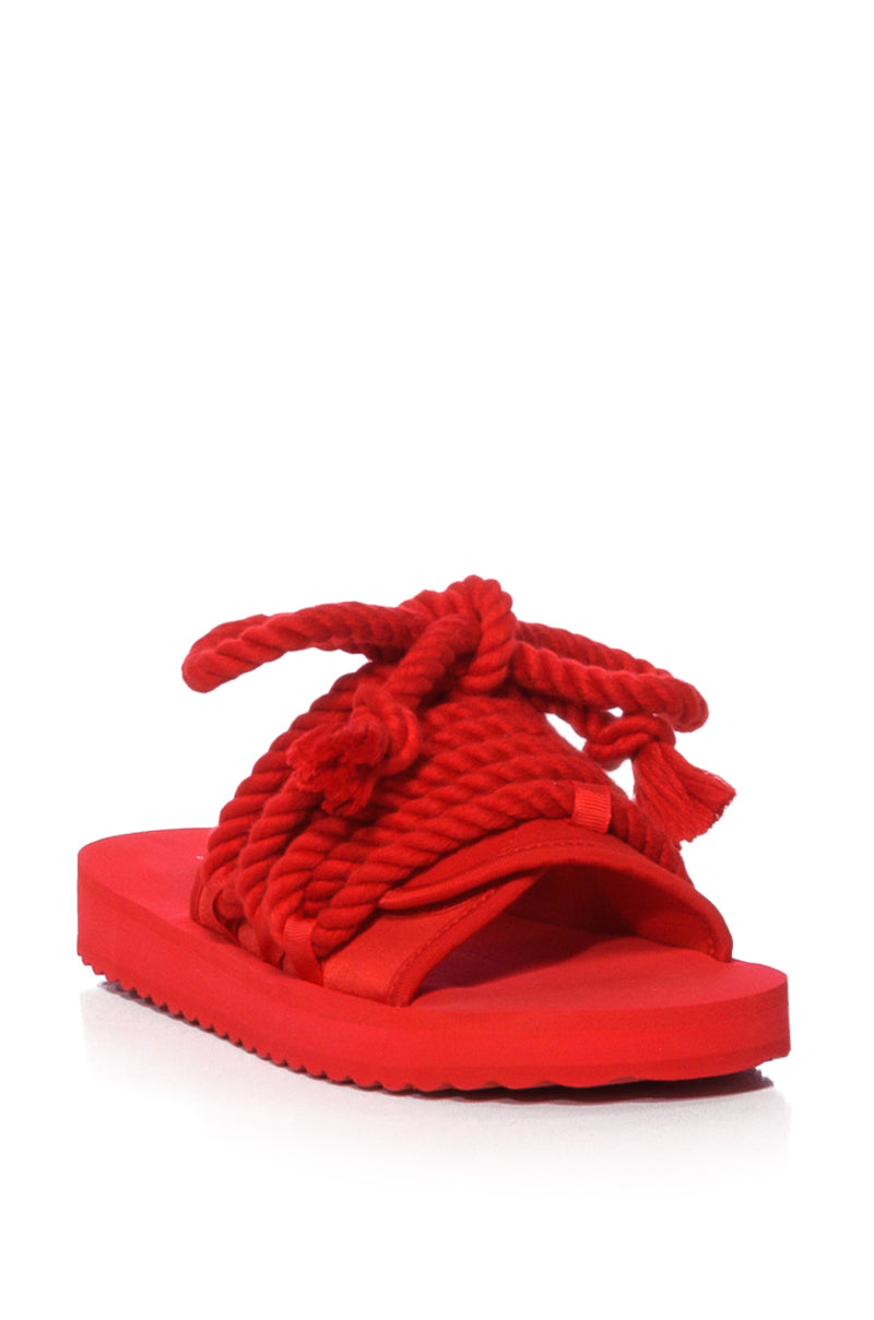 Vicky Rope AZALEA WANG VICKI ROPE DECOR FLAT SANDAL IN RED – AKIRA