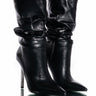 Front View Azalea Wang Vip Slouch Stiletto Bootie In Black