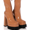 Front View Azalea Wang Viper Bootie In Tan