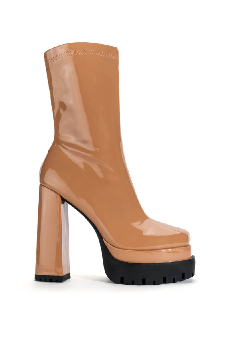 Side View Azalea Wang Viper Bootie In Tan 1