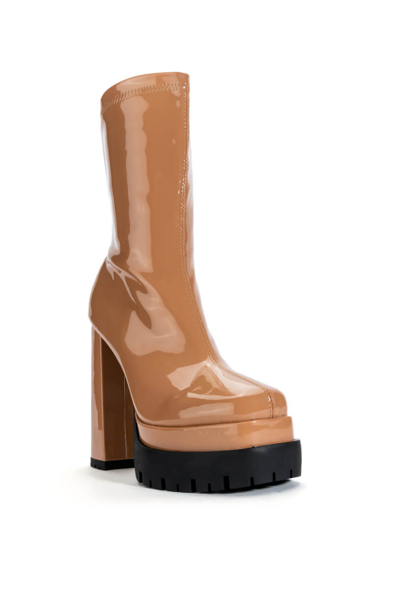 Back View Azalea Wang Viper Bootie In Tan 2