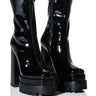 Front View Azalea Wang Viper Patent Bootie In Black