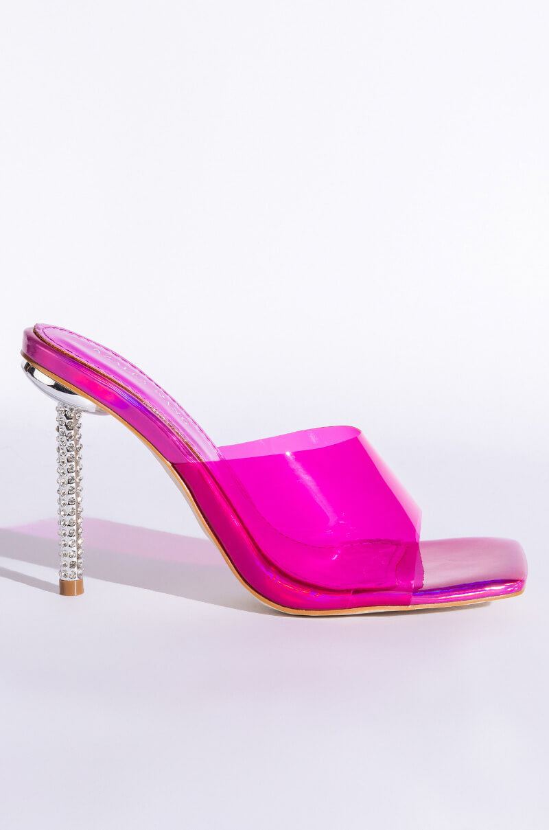 Back View Azalea Wang Vita Bling Stiletto Sandal In Fuchsia 2