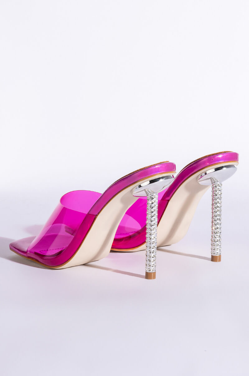 Full View Azalea Wang Vita Bling Stiletto Sandal In Fuchsia 4