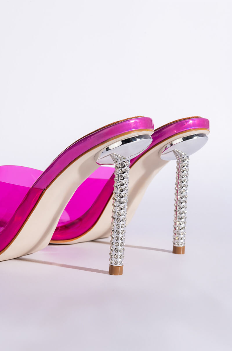 Extra View Azalea Wang Vita Bling Stiletto Sandal In Fuchsia 5