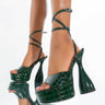 Front View Azalea Wang Wake The Neighbors Chunky Sandal In Green