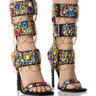 Front View Azalea Wang Warhol Multi Embellished Sandal