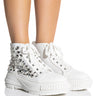 Front View Azalea Wang Wavering Glass Flat Sneaker In White