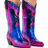 Front View Azalea Wang Way Metallic Boot In Blue