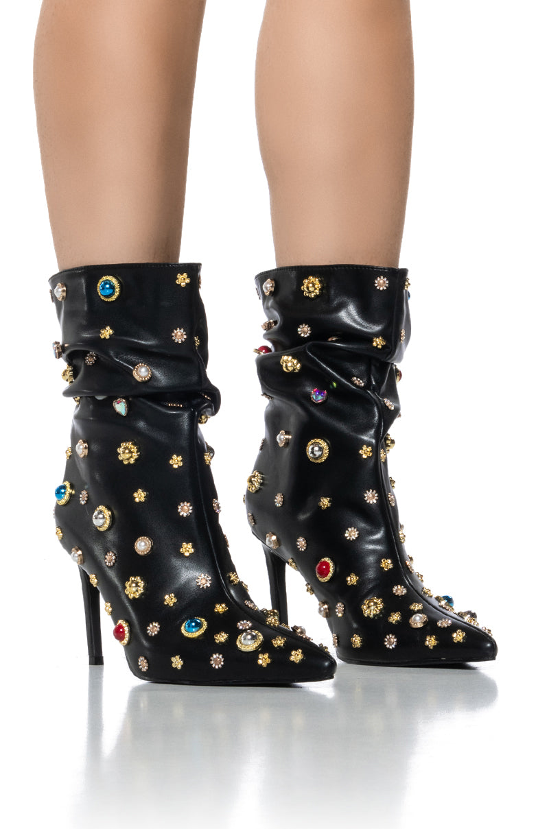 Back View Azalea Wang Wenzler Embellished Bootie In Black