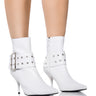 Front View Azalea Wang What A Feeling Buckle Bootie In White