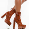 Front View Azalea Wang What You Love Chunky Bootie In Cognac