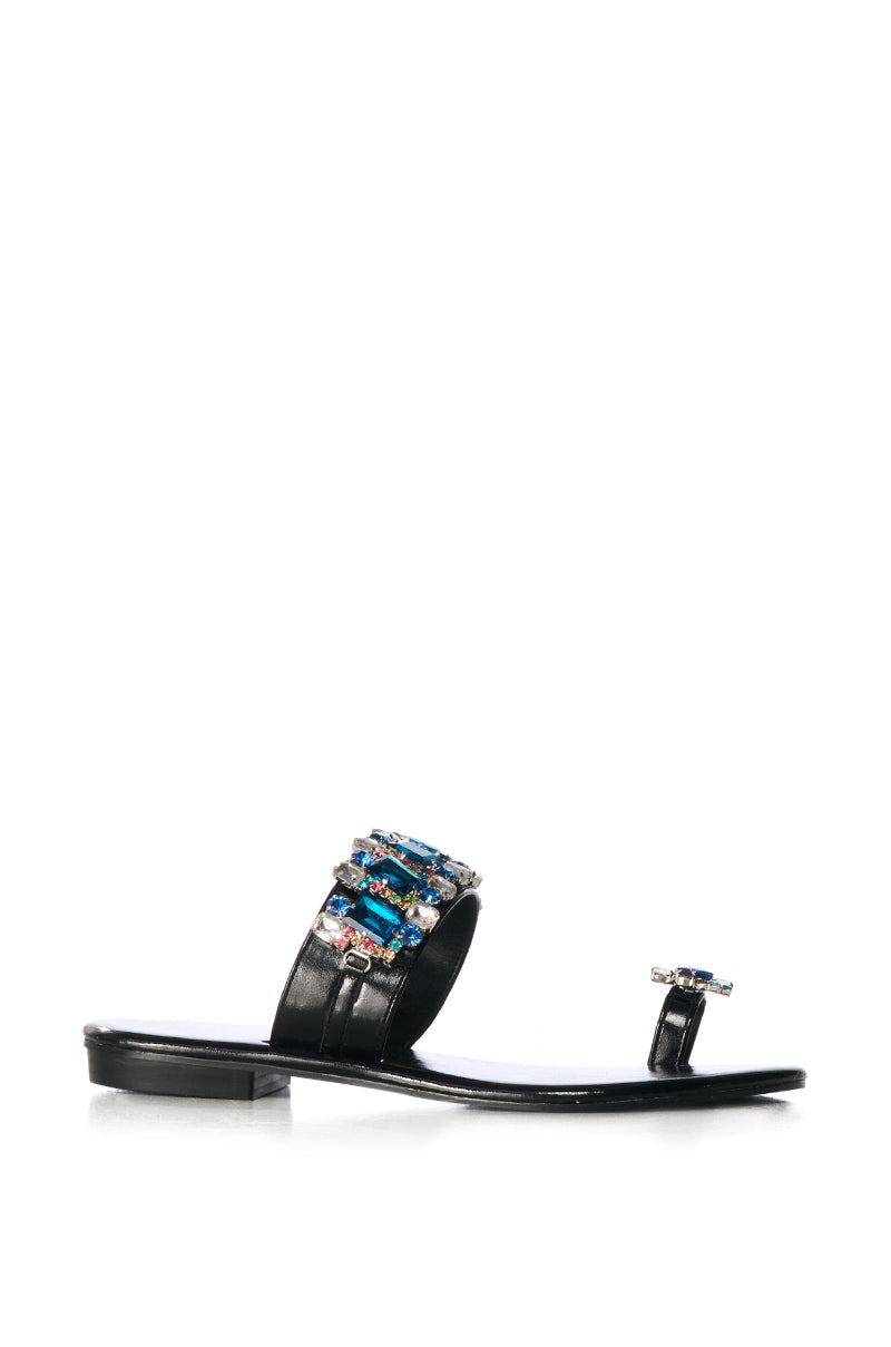 Side View Azalea Wang Whimsey Blue Rhinestone Sandal